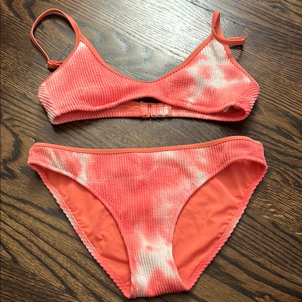 Aerie Coral Tie-Dye Bikini Set medium